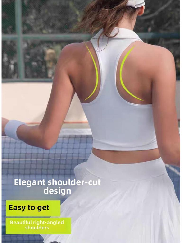 Elegante Damen POLO Kragen Tennisweste: Schnelltrocknend, Ärmellos für Sport, Fitness, Golf