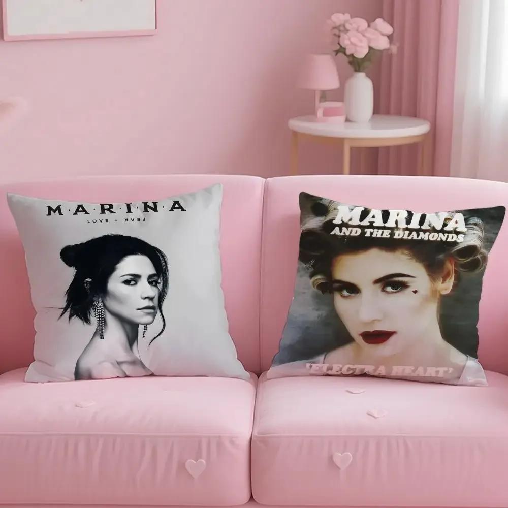 Music Album M-Marina the diamonds Pillow Case Soft Plush Fabric Double-Sided Printed Cushion Cover Warm Winter Sofa Pillow Case