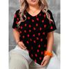 Sommer Damen 3D-Druck V-Ausschnitt T-Shirt Mode Vielseitig Trend Atmungsaktiv Lässig