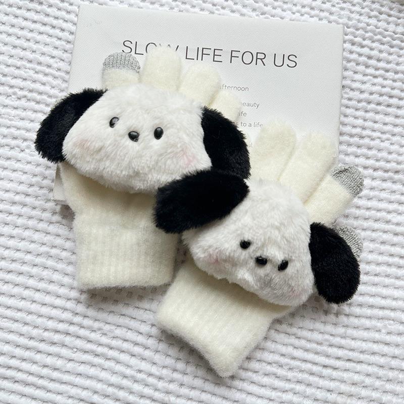 Korean Autumn and Winter Children's Gloves Sanrio Cartoon Warm and Cold Proof Thickened Baby Gloves Knitted Five Finger Gloves
