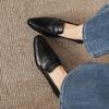 Krazing Pot Sheepskin Round Toe Low Heels Summer Shoes Big Size 42 Retro Fashion Slip On Stones Prints Women Deep Mouth Pumps