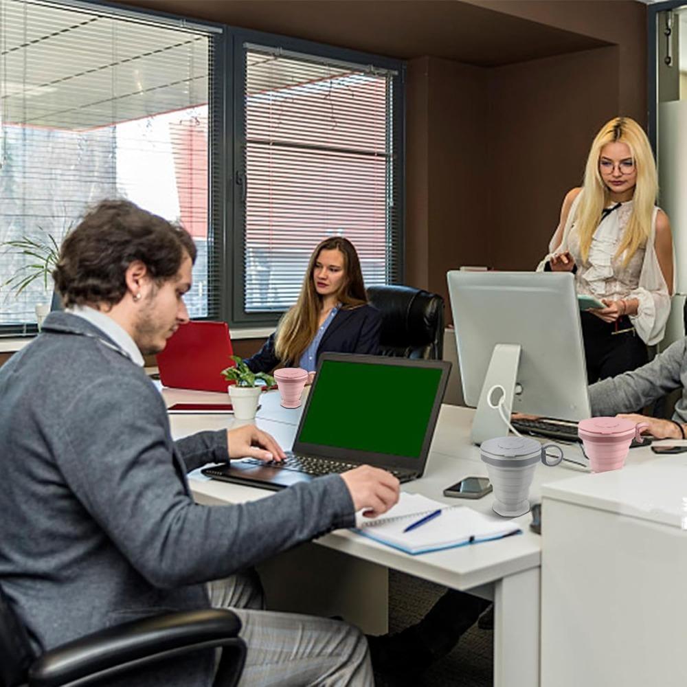 Plastic Portable Folding Cup, Reusable Silicone Coffee Cup, Portable Cup Set, Suitable for Camping and Hiking Easy To Clean