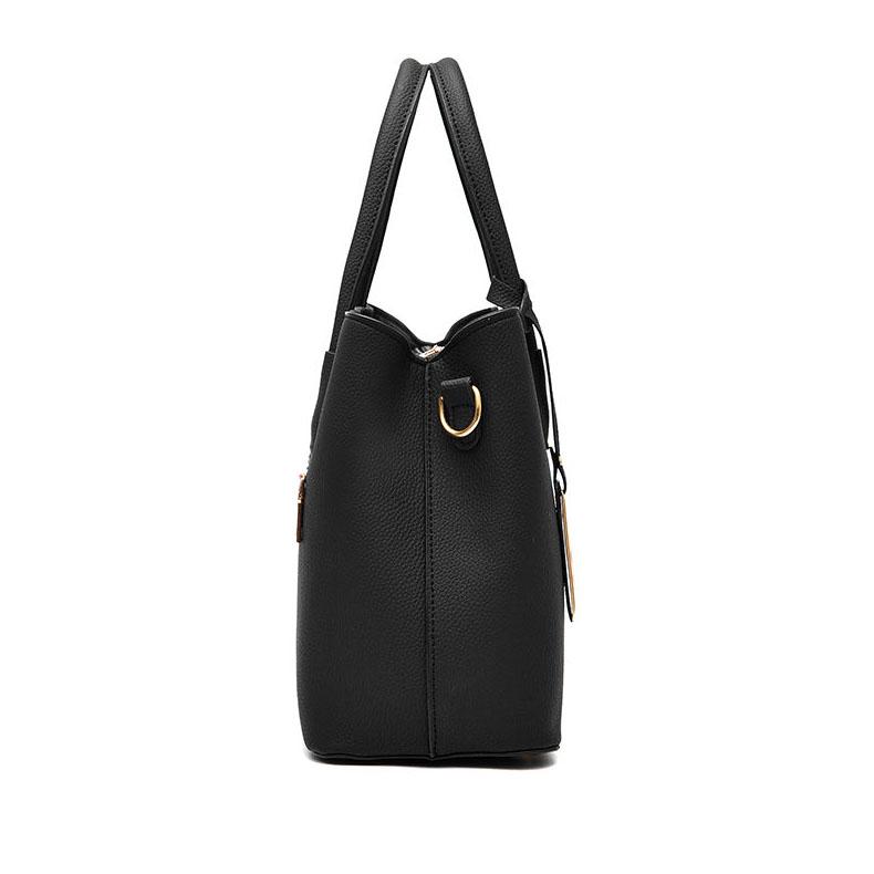 Women's Soft Leather Handbag Large Capacity Single Shoulder Messenger Bag Solid Color Leather Bag for Office Ladies