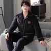 Pajamas Men'S Winter Three-Layer Thickened Fleece Thermal Jacket Autumn And Winter Coral Fleece Winter Loungewear Set