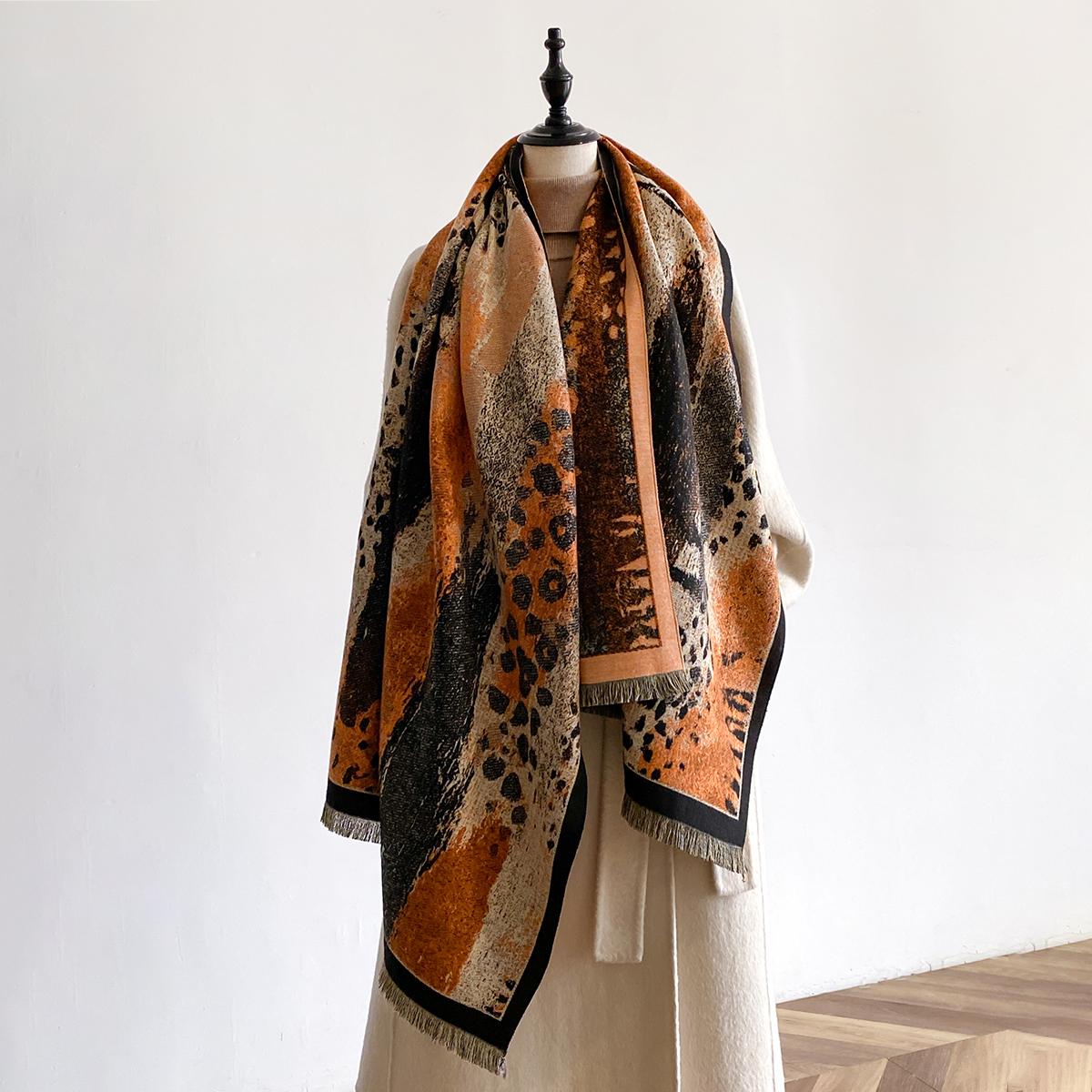 

Женские 2025 Последний Дизайн Зимние Высококачественные Двусторонние Жаккардовые Кашемировые Шарфы Женские Утепленные Шарф-Палантин Имитация кашемира С