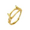 Gold-Plated S925 Sterling Silver Open Square Ring with Cutout Design - Women's Inlaid Setting Jewelry Accessory