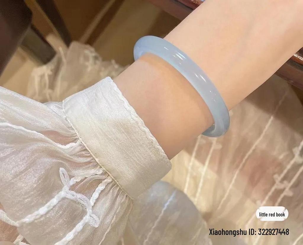 12mm White Moonlight Round Bar Thick Bracelet - New Chinese Style Cheongsam Accessory, Noble Concubine National Style.