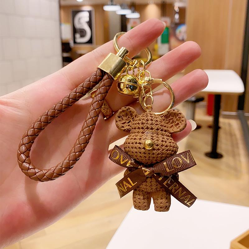Creative Bear Keychain Cute Bear Keychain Jewelry Resin Trinket Kids Girls Gift Women Bag Charms Phone Doll Pendant Car Keyring