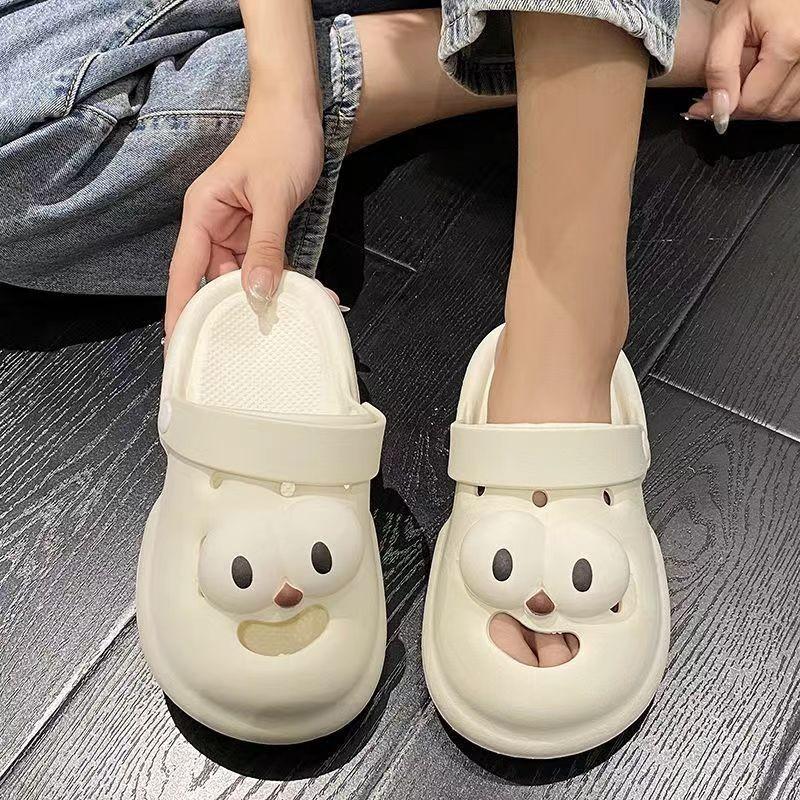 Cute Large Eye Dog Slippers Adorable Women's Summer Beach Sandals Casual Design