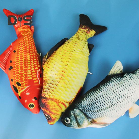 Flopping Fish Cat Toy with Catnip Interactive Automatic Floppy Carp Kitten Kicker Toy Electric Realistic Plush Wiggle Fish for Indoor Cats Dogs