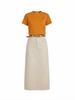 Korean Style Women's Casual Two-Piece Set: Short-Sleeve T-shirt & Denim Slit Skirt