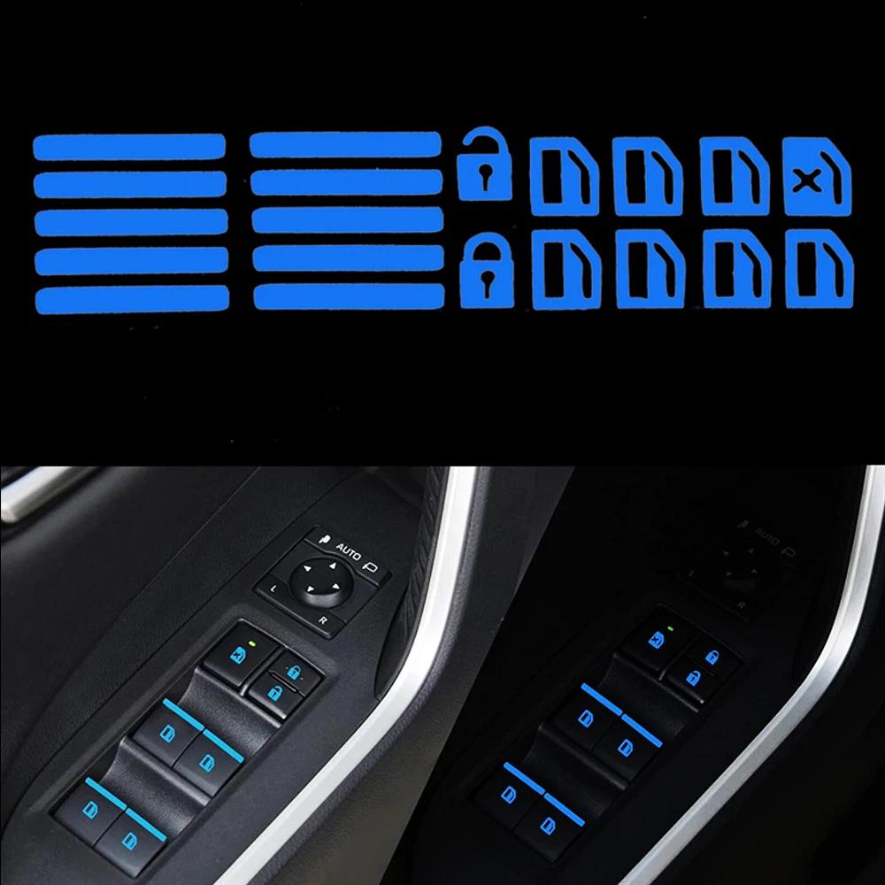 Car Window Button Colorful Luminous Sticker Car Window Lifting Switch Night Fluorescent Decal Car Interior Glow Reminder Sticker