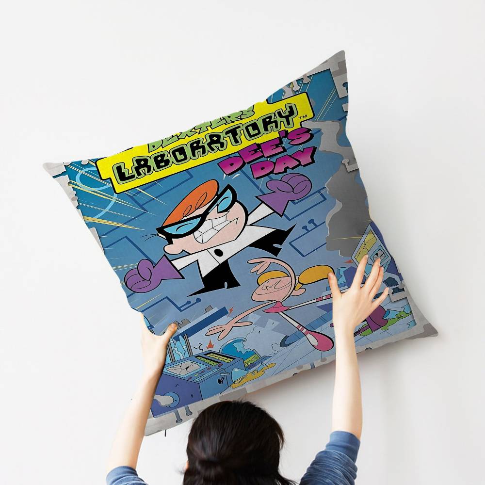 Kreslený D-Dexterova laboratoř Personalizovaný obrázek text domácí dekorativní polštáře Domácí dárky 45x45cm