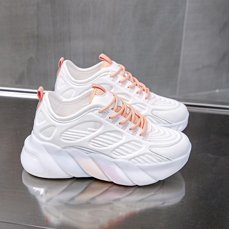 

Summer shoes women s new summer spring and autumn mesh breathable shoes have higher thick soles 40 оранжевый