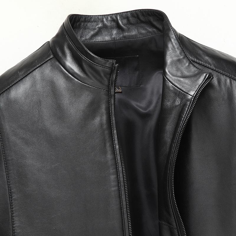 Genuine leather jacket men's sheepskin jacket Korean style slim business men's simple jacket