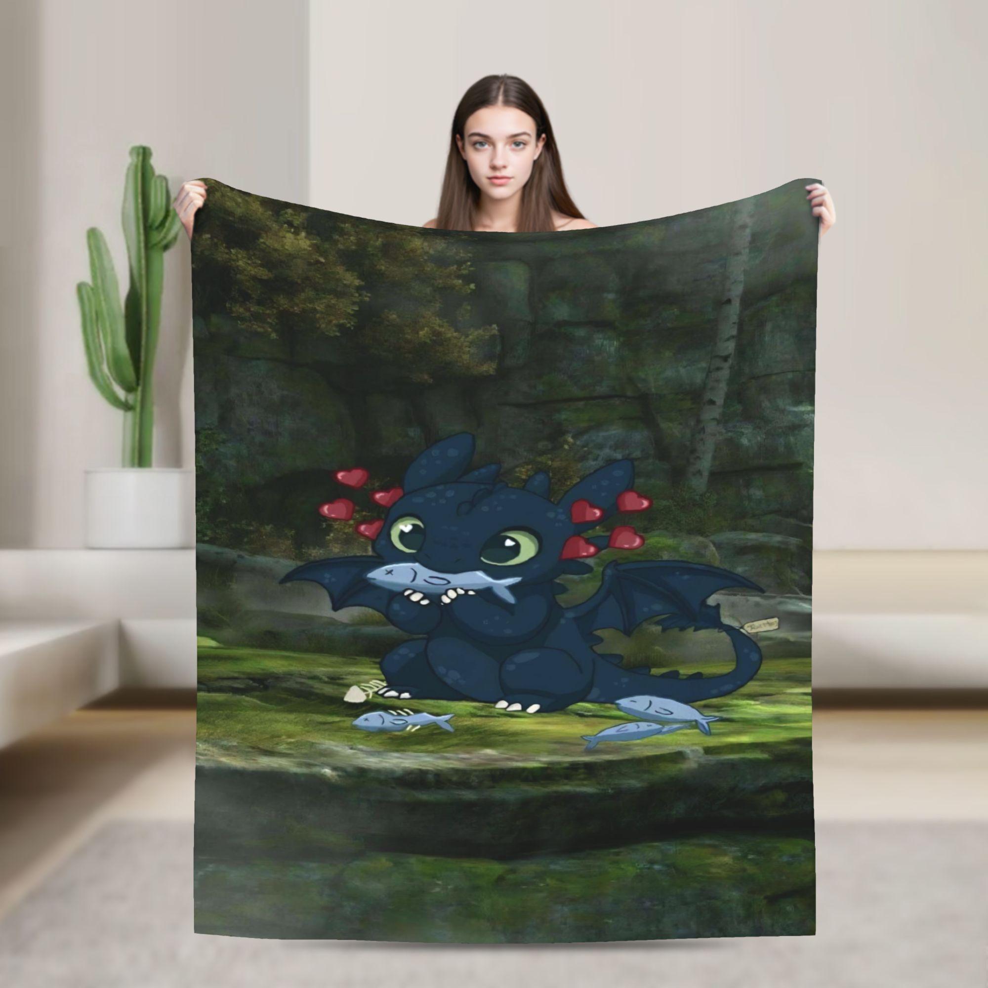 

Cartoon cute T-Toothless Blanket Quality Warm Throw Blanket Winter Girls Boys Bedroom Pattern Bedspread 30x40in
