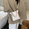 Retro Versatile Soft Pu Leather Shoulder Bags for Women Simple Ladies Bucket Handbags Portable Female Chain Crossbody Bag