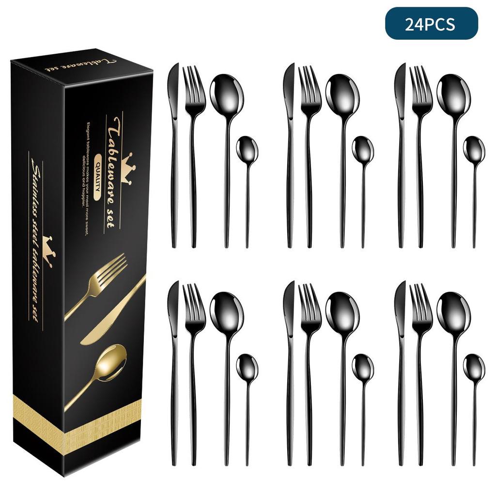 Stainless Steel Cutlery Set: 16/24-Piece Steak Knives, Forks, Spoons In Gift Box