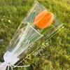 Romantic 30cm Knitting Flower Rose Tulips Handmade Gifts Knitted Tulip Bouquet Crochet Fake Floral Wedding Party Decor