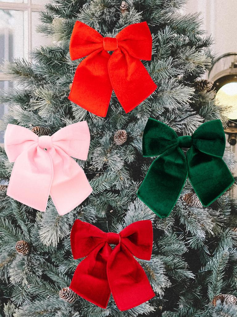 1 piece Christmas Decorations: Peak Red Flocked Ribbon Butterfly Bow Christmas Tree Hanging Ornament Edged Sponge Butterfly Bow
