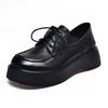 Women's Shoes 2025 Spring New Single Shoes Thick-soled Muffin Bottom First Layer Cowhide Lace-up Two Wear Flat-bottomed Round Head Casual Shoes