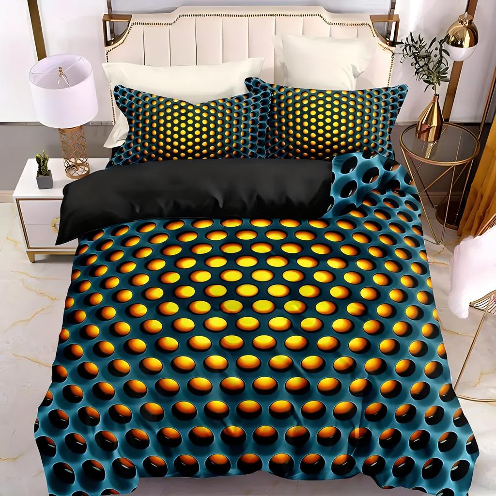 Geometric 3D honeycomb hole pattern duvet cover Cool Technology Colorful style Bedding Cover Polyester Comfortable Quilt Cover
