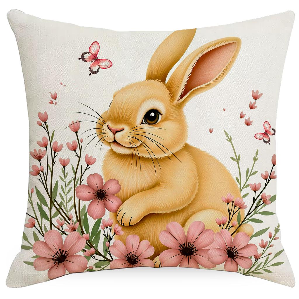 Cartoon Printed Easter Bunny Pillowcase Pink Suit Combination Festive Decoration Cushion Living Room Sofa Pillow