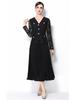 Elegant French V-Neck Lace Dress with Diamond Buckle and Pleated Skirt