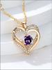 Heart Shaped Pendant Necklace with Central Oval Gemstone and Surrounding Cubic Zirconia Accents On Chain for Women Jewelry Gift