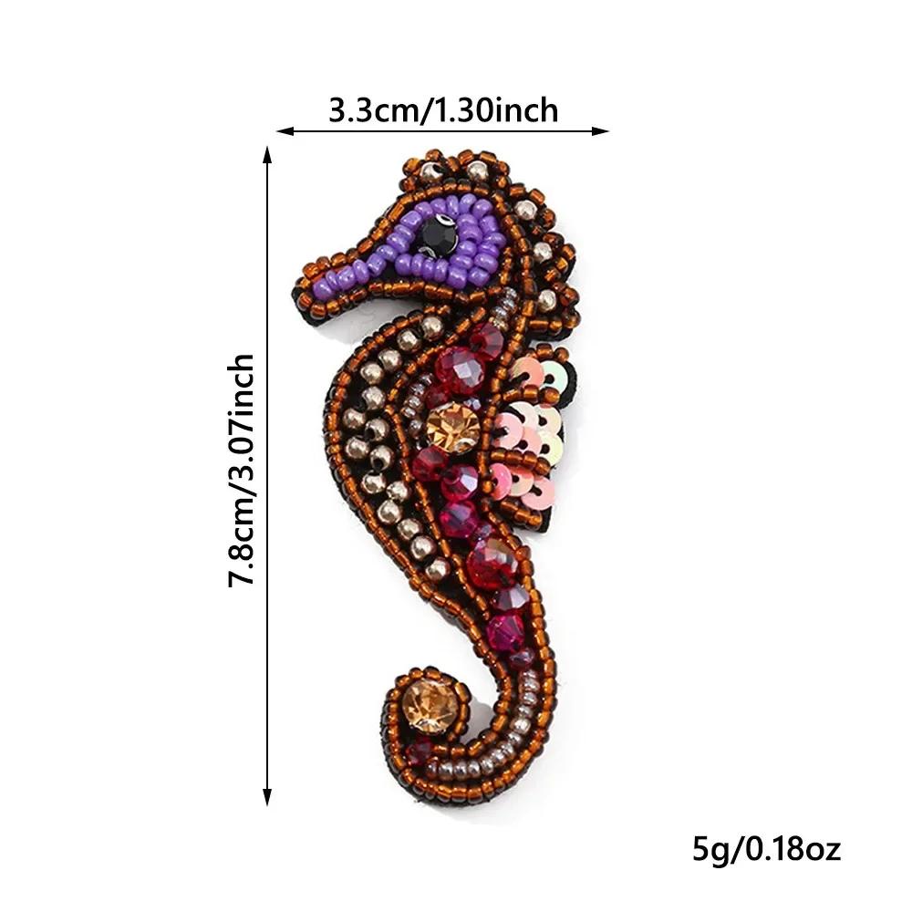 3D Marine Animal Patches Seahorse Handmade Beaded Patches Starfish Crab DIY Sewing Accessories For DIY Craft & Cloth Decoration