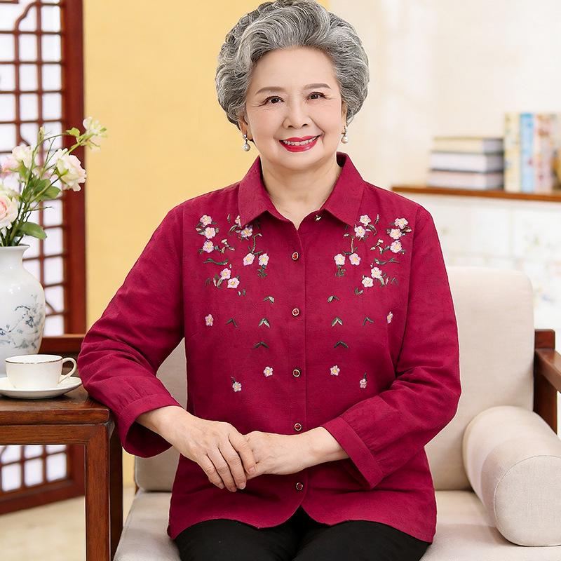 2026 Stylish Autumn Lapel Shirt for Middle-aged & Elderly Women - Fashionable Printed Top
