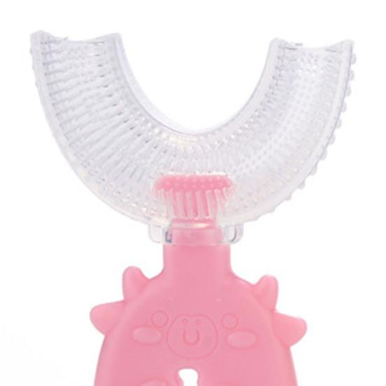 U-Shape Children Toothbrush Cow Design Silicone Bright Colored Newborn Toothbrush for Home