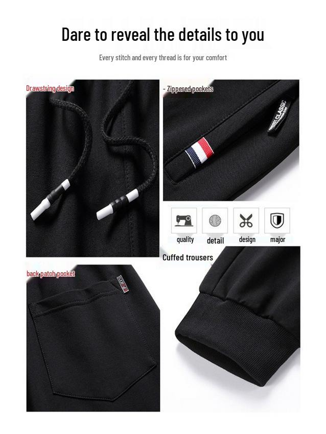 Men's Fleece-Lined Casual Plus Size Cuffed Sweatpants - Thick, Versatile, Outdoor & Trendy