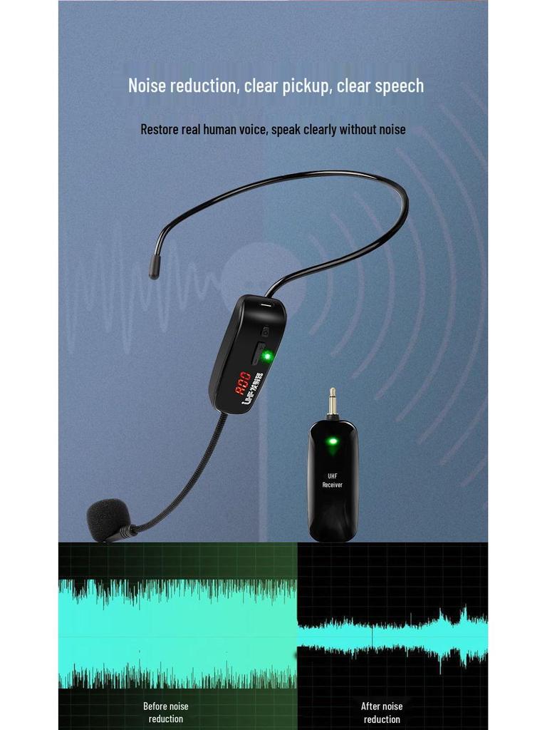 Wireless Microphone with Small Amplifier for Teacher's Headset & Trolley Speaker