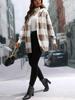 Loose Plaid Color Blocked Knitted Cardigan Fashion Sweater for Women Autumn Versatile Style