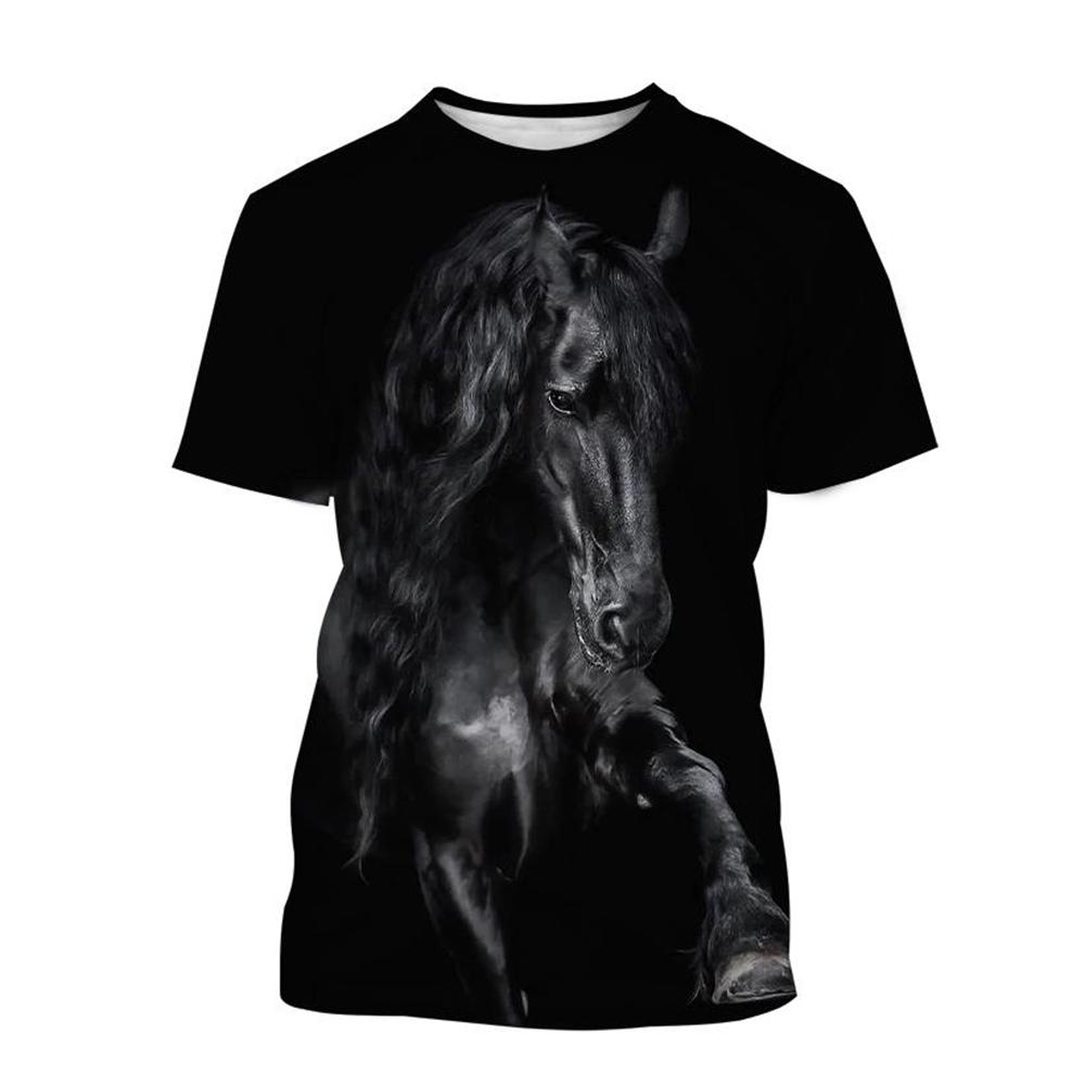 Summer Hot-Selling Fashion Animal Horse 3D Print Men's T-Shirt Casual Harajuku Style Comfortable Short Sleeve Top