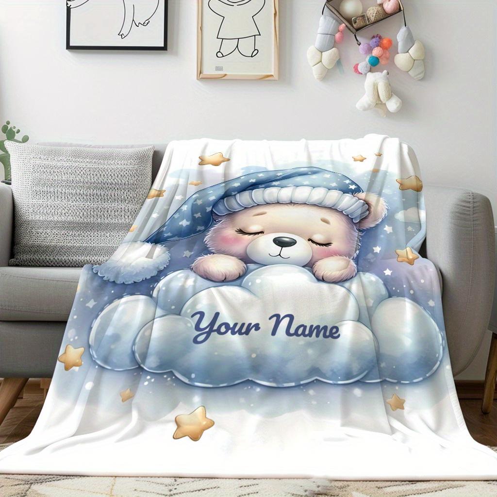 1Pcs Sleeping Bear Printed Flannel Blanket Lightweight Soft Throw Soft All-Season Bedspread for Couch Camping Travel