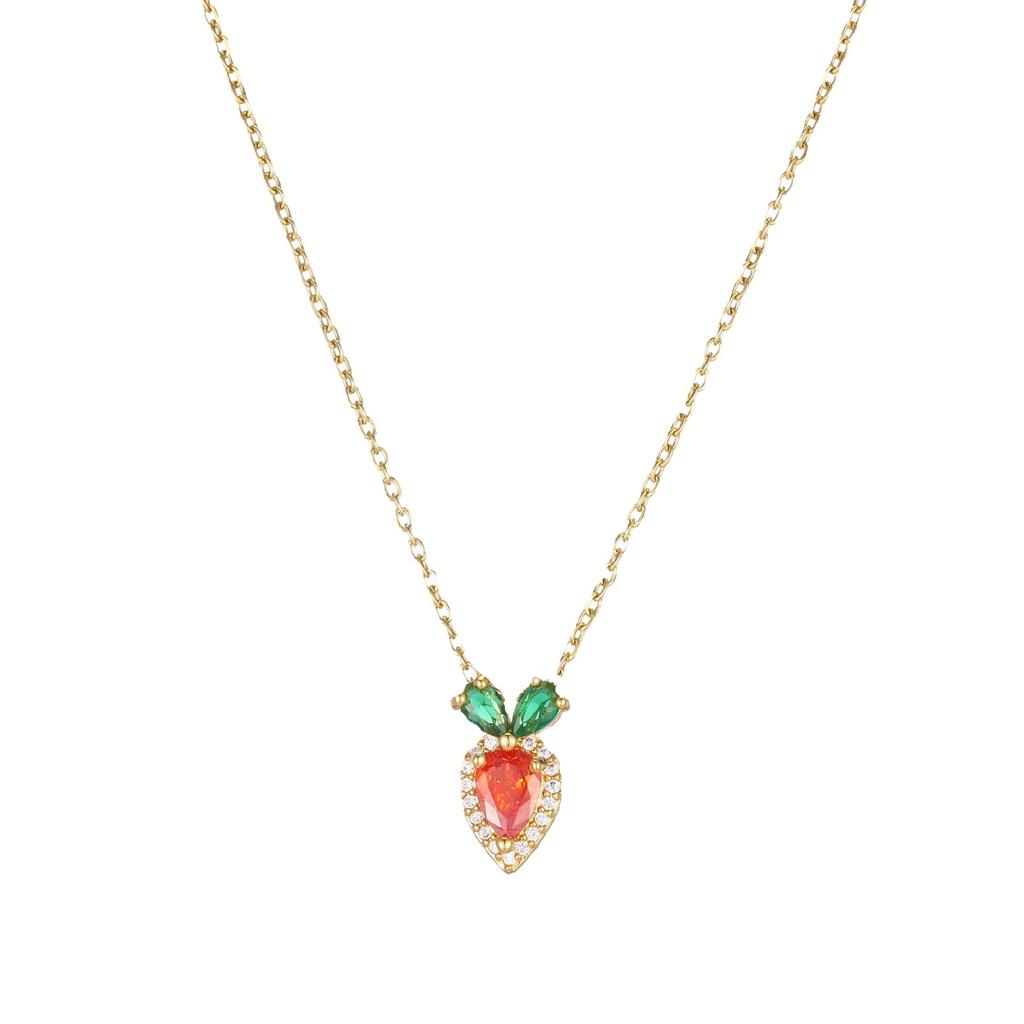 Wind Cute Carrot Necklace Female Senior Personality Trend Versatile Micro Inlaid Pendant Collarbone Chain Jewelry