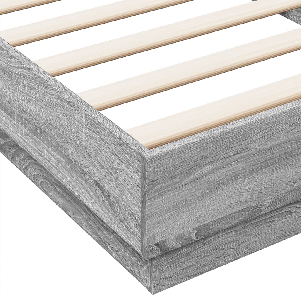 LED Bed Frame in Gray Sonoma Oak 100 x 200 cm