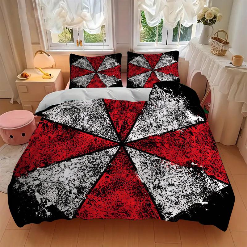 3pcs Creative Design Resident Evil Print Bedding Set (1 Cover + 2 Pillowcases, Without Inserts), This Printed Bedding Set Is Soft and