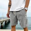 Men Shorts Elastic Waist Adjustable Leg Summer Corduroy Drawstring Wide Shorts with Pockets Loose Fit Casual