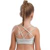 Girls Gymnastics Dance Camisole Crisscross Strappy Back Metallic Crop Top