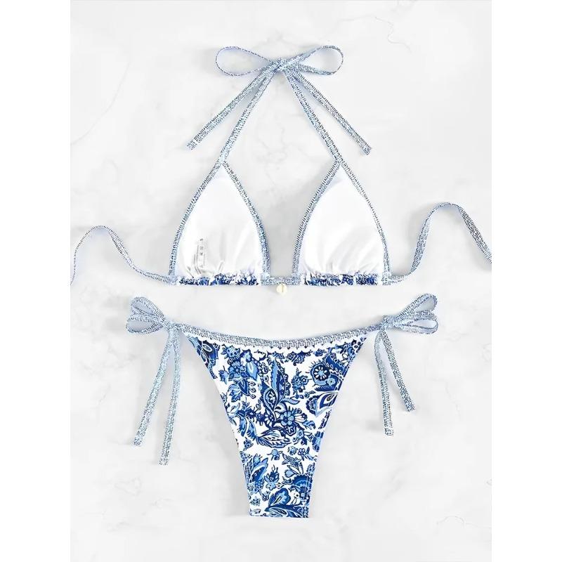 Vzvn 2026 Summer Female Swimsuit Bathers Bathing Swimming Suit Beachwear Halter String Triangle Two Piece Bikini Women Swimwear