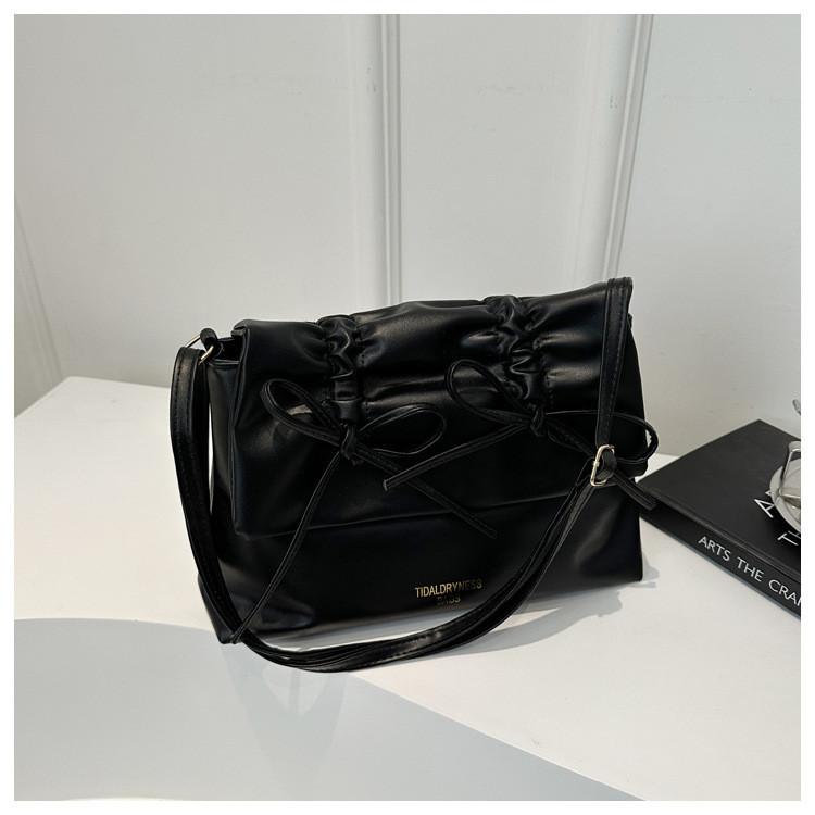 

Chic Urban Butterfly Knot Scarf 2024 New Pleated Casual Large Capacity Commuting Tote Bag White чёрный