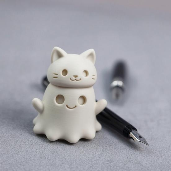 3D Print Ornaments, Cat Ghost Shape, Add Halloween Atmosphere Desktop Decoration, Figurine for Home Office