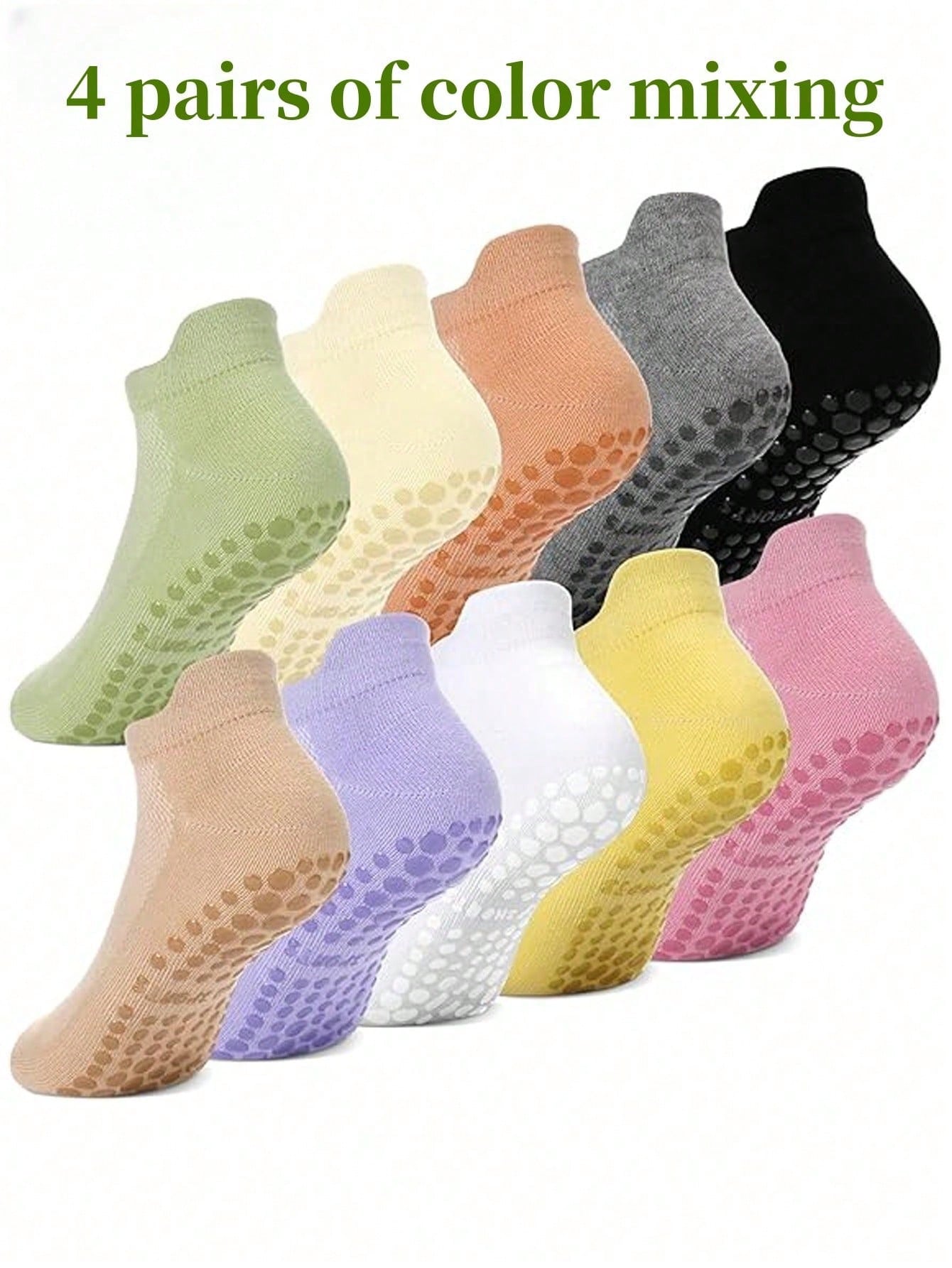 

4 Pairs Random Colors Soft Lightweight Breathable Yoga Socks, For Pilates/Running/Cycling, Spring/Autumn Daily Wear