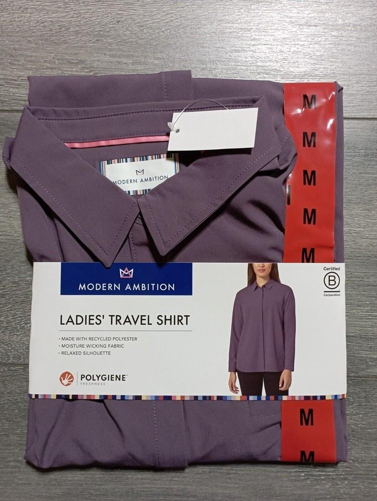 Modern Ambition Travel Shirt Adult Womens Medium Purple Moisture Wicking Relaxed Unisex T-Shirt L