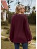 2023 European & American Solid Color V-Neck Splicing Long-Sleeve Loose T-Shirt for Women