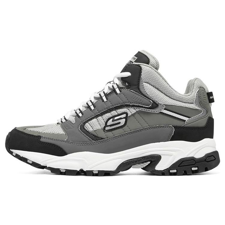 Skechers Stamina Men Gray Mid Top Dad Shoes Lace Up Shock Absorbing Wear Resistant 237244-CCBK 39.5