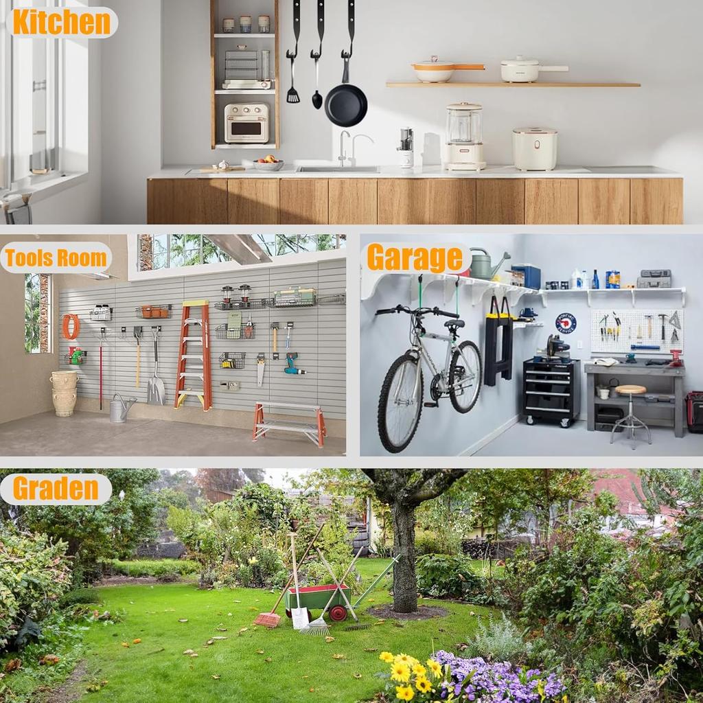 4Pcs Chainsaw Holder Wall Mount,Weed Eater Hanger,String Trimmer Storger Hook,Backpack Blower Rack Accessories and Tools for Garage Wall, Black